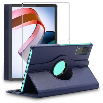 EBESTSTAR Housse pour Xiaomi Redmi Pad Support Rotatif 360 PU Cuir, Bleu Fonc&eacute; + Film VERRE Tremp&eacute;