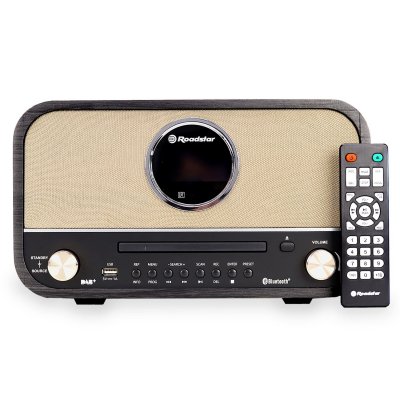 ROADSTAR HRA-1782 DBT HiFi r&eacute;tro avec Tourne-disques (Bluetooth, FM, CD) Couleur noire