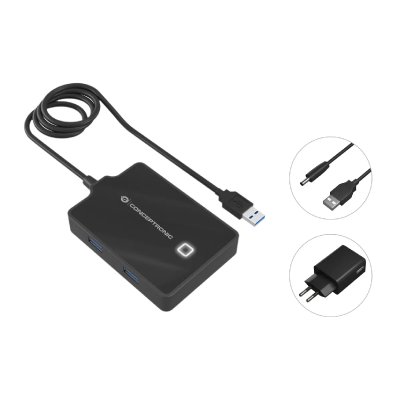 CONCEPTRONIC Hub  usb 3.0 4 p cable 90cm con alim HUBBIES11BP