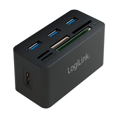 LOGILINK Hub usb 3.0 3 ports avec lecteur de cartes (noir) 4052792048698