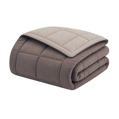 TOISON D OR HUDSON Couette l&eacute;g&egrave;re Microfibre 200g/m&sup2; 220x240cm Taupe & Lin