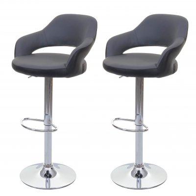 HW - 2x tabouret de bar C-F16, chaise de comptoir avec dossier, rotatif, similicuir - gris/blanc