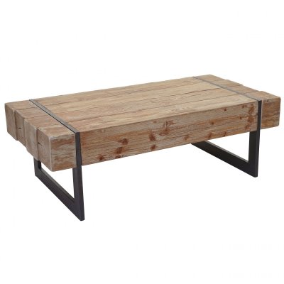 HW - Table basse de salon C-A15, sapin massif rustique 40x120x60cm