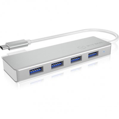 ICY BOX  60437 Hub USB-C avec 4X USB 3.0 Argent/Blanc 60437 Argent