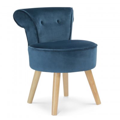 IDMARKET ID MARKET - Fauteuil crapaud en velours bleu