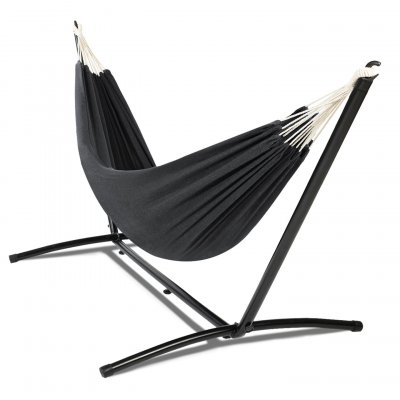 IDMARKET ID MARKET - Hamac avec support m&eacute;tal et toile gris anthracite