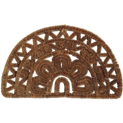 ID MAT  Tapis en coco naturel et m&eacute;tal forme Demi-lune 45 x 75 cm