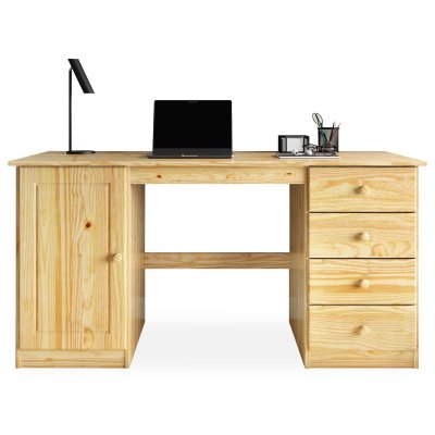 Idimex - Bureau multi rangements pin massif vernis naturel - Naturel