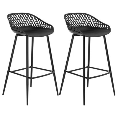 Idimex Lot de 2 tabourets de bar IREK, en plastique noir