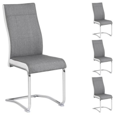 Idimex Lot de 4 chaises ALBA, en tissu gris et blanc