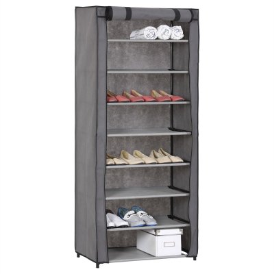 Idimex - Meuble &agrave; chaussures en tissu tamara 8 tablettes - Anthracite