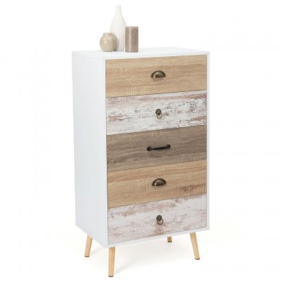 IDMARKET Chiffonnier 5 tiroirs BAHIA commode scandinave