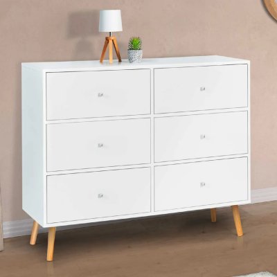 IDMARKET Commode 6 tiroirs EMMIE scandinave bois blanc 