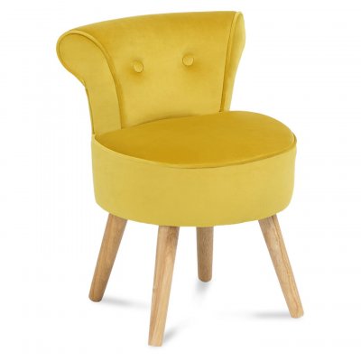 IDMARKET  - Fauteuil crapaud en velours jaune - Jaune