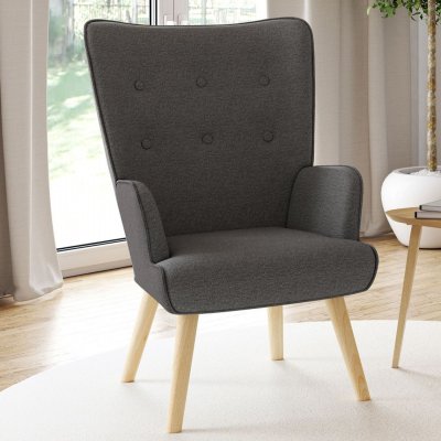 IDMARKET  - Fauteuil scandinave IVAR en tissu gris anthracite - Gris