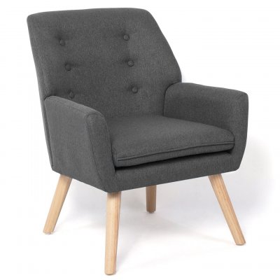 IDMARKET  - Fauteuil scandinave NAT en Tissu Gris Anthracite