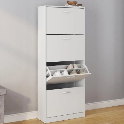 IDMarket - Meuble &agrave; Chaussures 4 Portes Blanc