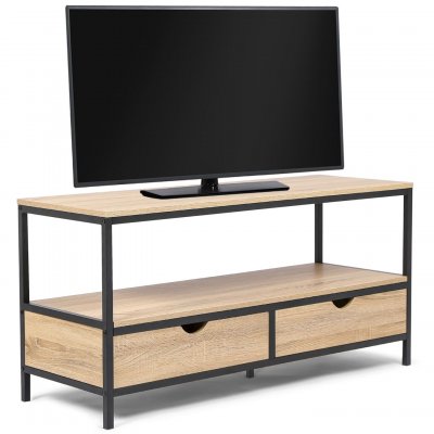 IDMARKET  - Meuble TV DETROIT 2 tiroirs design industriel - Naturel