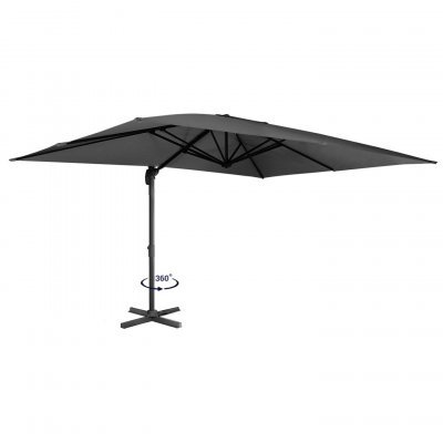 IDMARKET  - Parasol d&eacute;port&eacute; rotatif 360 CALVI gris 3x4 M avec housse