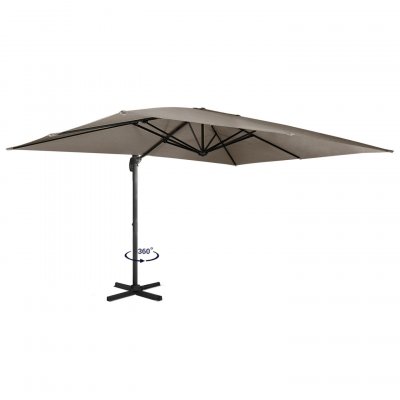 IDMARKET  - Parasol d&eacute;port&eacute; rotatif 360 CALVI taupe 3x4 M avec housse