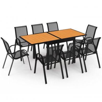 IDMARKET  Salon de jardin 8 pl bois noir Bois