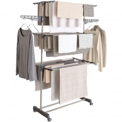 IDMARKET  - S&eacute;choir &agrave; Linge INOX Maxima Gris &eacute;tendoir Pliable H.145 CM