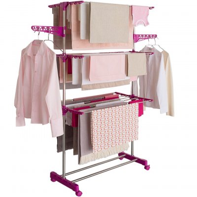 IDMARKET  - S&eacute;choir &agrave; Linge INOX Maxima Prune &eacute;tendoir Pliable H.145 CM