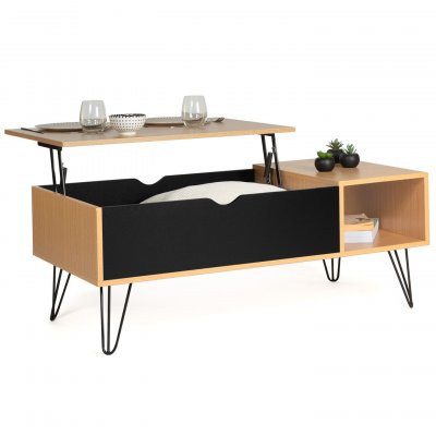 IDMarket - Table Basse Plateau relevable Noemi Bois Pieds &eacute;pingle