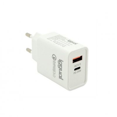 IGGUAL  cargador doble usb qc3.0 + tipo c pd 20w IGG317419