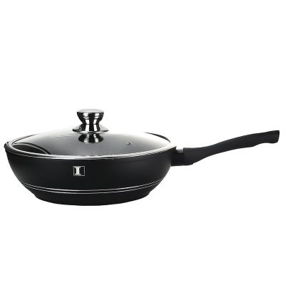 IMPERIAL COLLECTION IM-WOK30-FM: Wok en Marbre de 30 cm Avec Couvercle et Poign&eacute;e Amovible