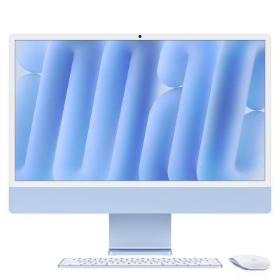 iMac 24'' ecran retina 4,5K 256G0 SSD 16 GO RAM Puce M4 CPU 8 coeurs GPU 8 coeurs Bleu