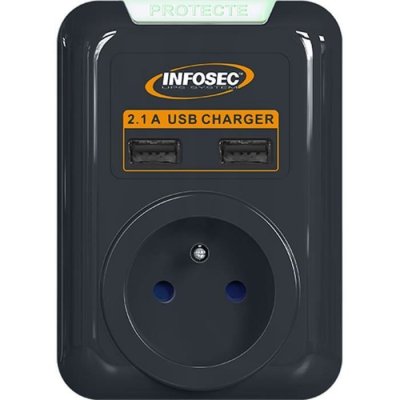 INFOSEC  Parasurtenseur 1 Prises + USB