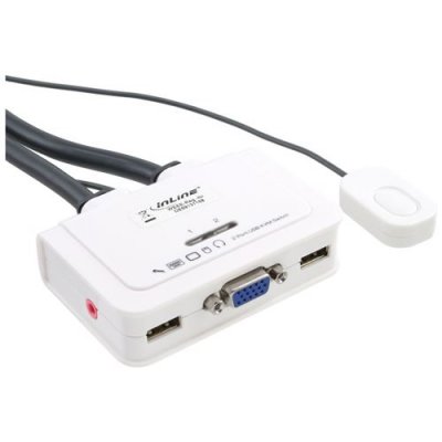 INLINE  60613I commutateur &eacute;cran, Clavier et Souris Noir, Blanc