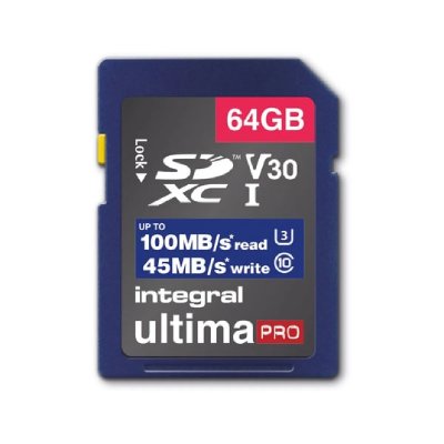 INTEGRAL  64GB SDHC/XC UHS1 U3 V30 Haute vitesse 100MB/S