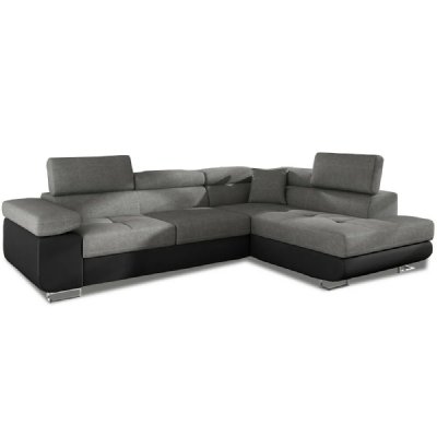 INTENSEDECO  Canap&eacute; d'angle Droit Convertible Marius Gris et Noir