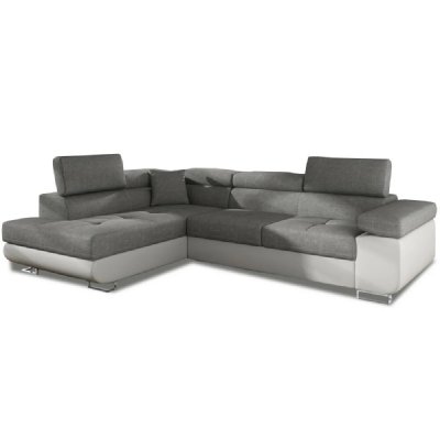 INTENSEDECO Canap&eacute; d'angle Gauche Convertible Marius Gris et Blanc