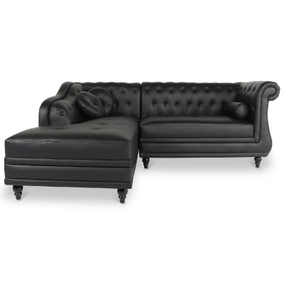 GENERIQUE Intensedeco - Canap&eacute; d'angle gauche Empire Noir style chesterfield
