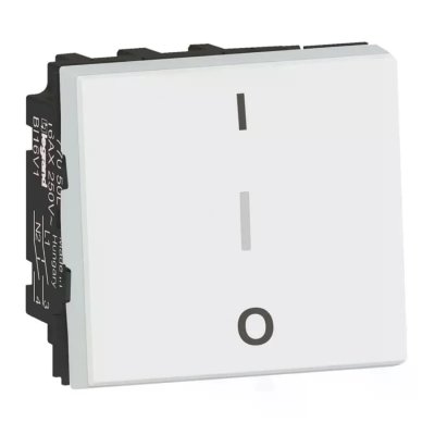 LEGRAND Interrupteur bipolaire borne repiquage neutre 16ax 250v mosaic 2 mod blanc