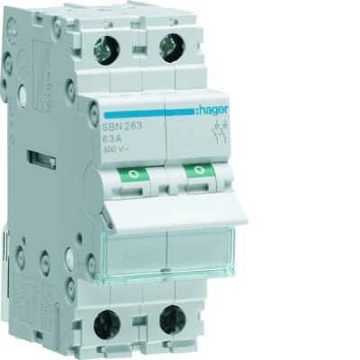HAGER Interrupteur modulaire 2 p&ocirc;les 63A (SBN263)