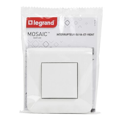LEGRAND Interrupteur ou va-et-vient Mosaic simple - Complet - Blanc 