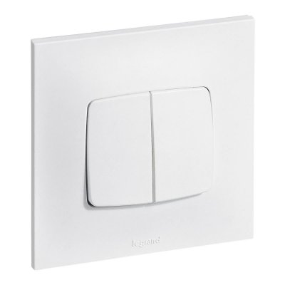 LEGRAND Interrupteur va-et-vient et poussoir complet,  Neptune, blanc