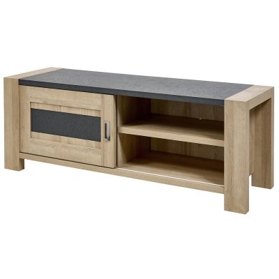 ALTOBUY IRIS - Meuble TV 1 Porte Coulissante Imitation Bois - 
