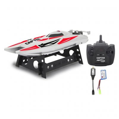 JAMARA  Bateau t&eacute;l&eacute;command&eacute; Capter Blanc et rouge 2,4 GHz
