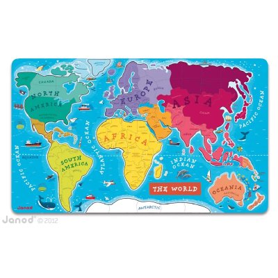 JANOD  Magnetic World Map Puzzle English Version Multicolore 92