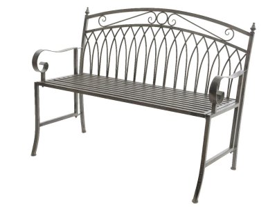 JARDIDECO  - Banc de jardin en m&eacute;tal gris - Anthracite