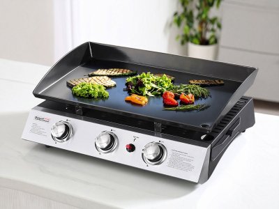 JARDIDECO  Plancha gaz Prato 3 br&ucirc;leurs