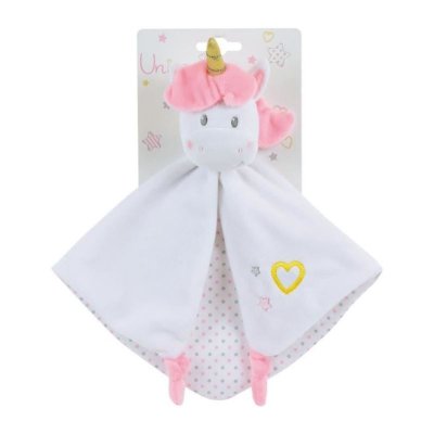 CIJEP Jemini 023683 Licorne Doudou +/-32 cm avec hochet, Blanc Rose