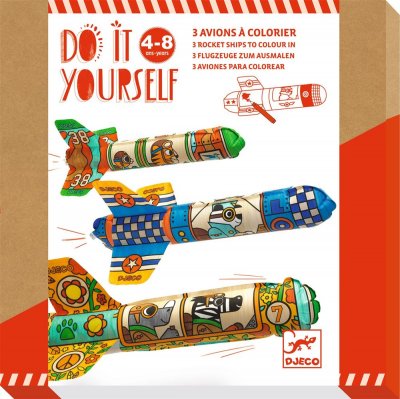 DJECO Jeu cr&eacute;atif  Do it yourself Avions &agrave; colorer Dans le ciel