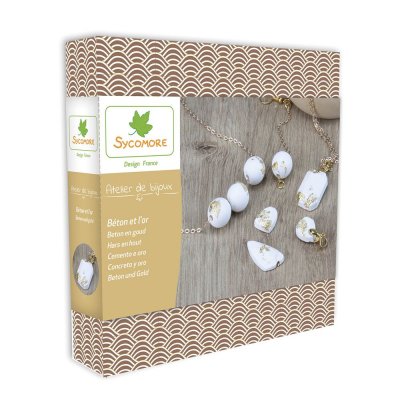 SYCOMORE Jeu cr&eacute;atif  atelier de bijoux ciment et feuilles d or ADB002