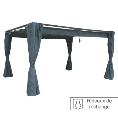 HESPERIDE Jeu de 4 rideaux pour tonnelle Palmeira 4 x 3 m Ardoise - Hesp&eacute;ride